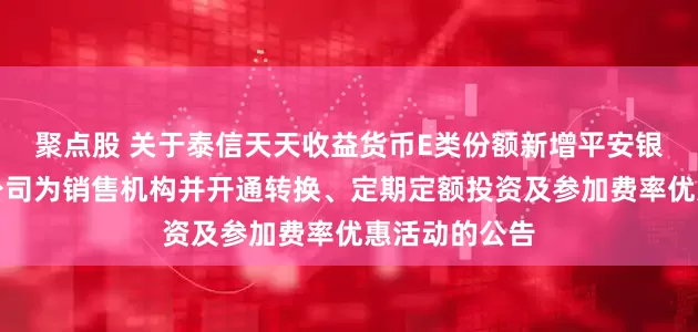 聚点股 关于泰信天天收益货币E类份额新增平安银行股份有限公司为销售机构并开通转换、定期定额投资及参加费率优惠活动的公告