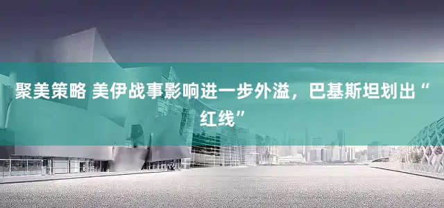 聚美策略 美伊战事影响进一步外溢，巴基斯坦划出“红线”